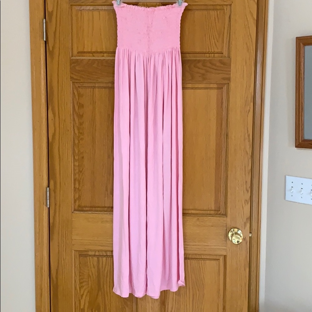 Pink strapless maxi dress
